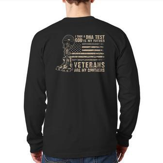 I Took A Dna Test God Is My Father Veterans Are My Brother Back Print Long Sleeve T-shirt | Mazezy