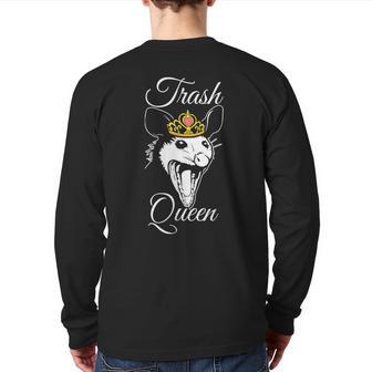 Trash Queen Opossum Possum Street Cat Love Lover Back Print Long Sleeve T-shirt - Monsterry