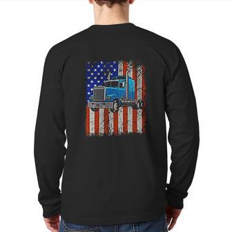 Truck Driver American Flag Proud Trucker Back Print Long Sleeve T-shirt | Mazezy