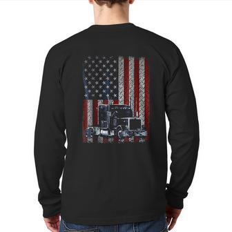 Truck Driver American Flag Trucker Back Print Long Sleeve T-shirt | Mazezy