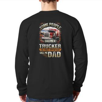 Trucker Called Dad Back Print Long Sleeve T-shirt | Mazezy
