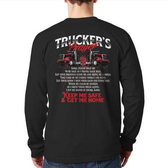 Truckers Prayer Semi Truck Driver Trucking Big Rig Driving Back Print Long Sleeve T-shirt | Mazezy