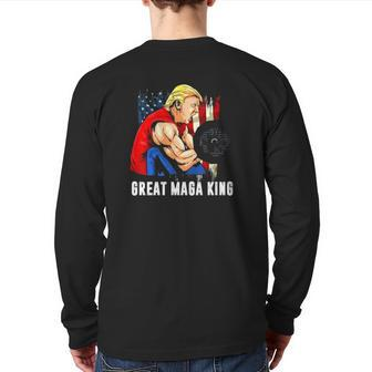 Trump Muscle Old The Great Maga King Ultra Maga Patriotic Flag Us Back Print Long Sleeve T-shirt | Mazezy