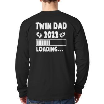 Twin Dad Of Twins 2022 Expecting Twin Dad Father's Day Cute Back Print Long Sleeve T-shirt | Mazezy