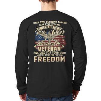 Only Two Defining Forces Have Ever Offered Veteran Back Print Long Sleeve T-shirt | Mazezy