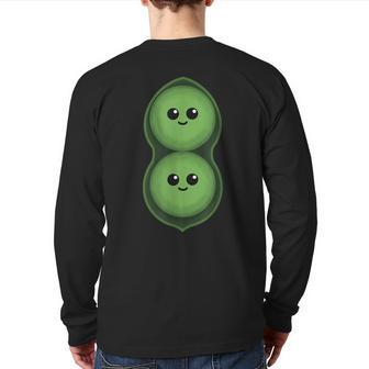 Two Peas In A Pod Pea Costume Back Print Long Sleeve T-shirt - Monsterry