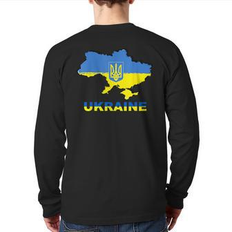Ukraine Flag Ukrainians Ukrainian Back Print Long Sleeve T-shirt - Monsterry