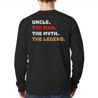 Uncle The Man Myth Legend Father Dad Daddy Back Print Long Sleeve T-shirt | Mazezy CA