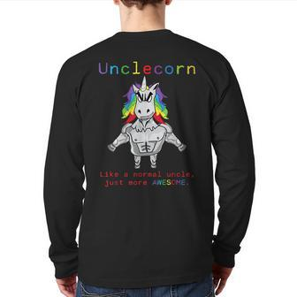 Unclecorn Unicorn With Muscle Normal Uncle Just Awesome Back Print Long Sleeve T-shirt | Mazezy AU