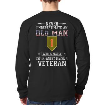 Never Underestimate A 1St Infantry Division Veteran Veteran Back Print Long Sleeve T-shirt | Mazezy UK