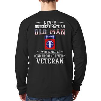 Never Underestimate A 82Nd Airborne Division Veteran Back Print Long Sleeve T-shirt | Mazezy