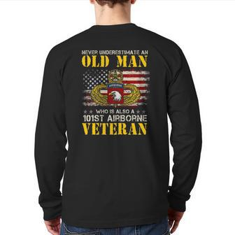 Never Underestimate An Old Man 101St Airborne Veteran Back Print Long Sleeve T-shirt | Mazezy