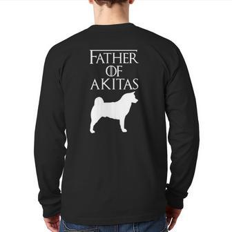 Unique White Father Of Akitas Dog Lover E010553 Ver2 Back Print Long Sleeve T-shirt | Mazezy