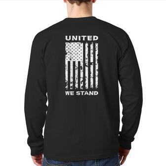 United We Stand Usa Patriotic American Flag Back Print Long Sleeve T-shirt | Mazezy