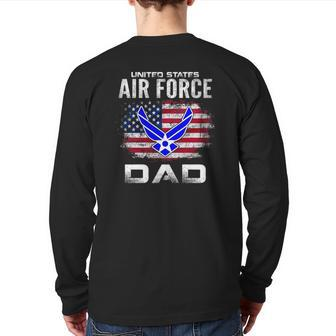 United States Air Force Dad With American Flag Back Print Long Sleeve T-shirt | Mazezy