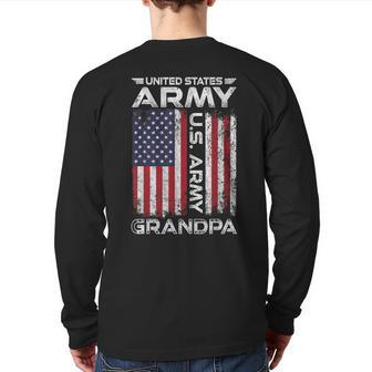 United States Army Grandpa American Flag For Veteran Back Print Long Sleeve T-shirt | Mazezy