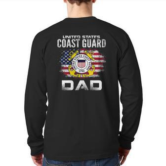 United States Coast Guard Dad With American Flag Back Print Long Sleeve T-shirt | Mazezy