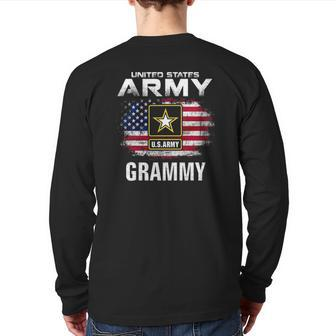 United States Flag American Army Grammy Veteran Day Back Print Long Sleeve T-shirt | Mazezy