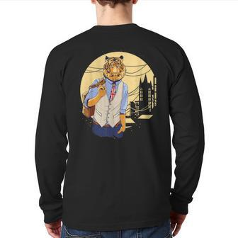 Urban Hipster Tiger Animal Graphic Back Print Long Sleeve T-shirt - Monsterry