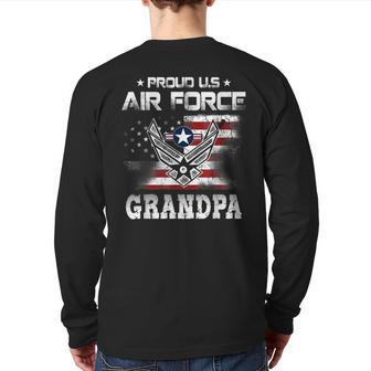 Us Air Force Proud Grandpa Proud Air Force Grandpa Father Back Print Long Sleeve T-shirt | Mazezy