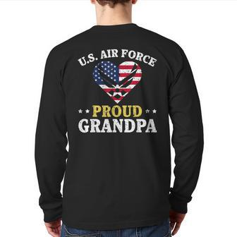 Us Air Force Proud Grandpa Airman Grandpa T Back Print Long Sleeve T-shirt | Mazezy UK
