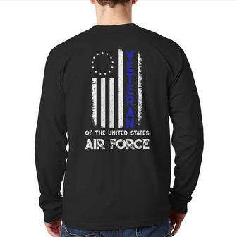 Us Air Force Veteran Day Vintage American Betsy Ross Flag Back Print Long Sleeve T-shirt | Mazezy
