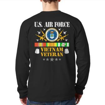 Us Air Force Vietnam Veteran Usa Flag Vietnam Vet Flag Back Print Long Sleeve T-shirt | Mazezy