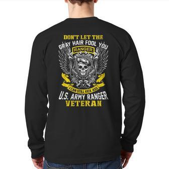Us Army Ranger Veteran American War Pride Skull Ideas Back Print Long Sleeve T-shirt | Mazezy