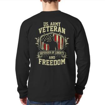 Us Army Veteran Defender Of Liberty And Freedom T Back Print Long Sleeve T-shirt | Mazezy