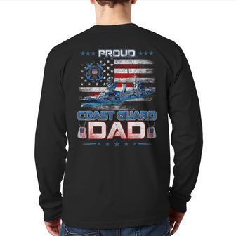 Us Coast Guard Dad Uscg American Flag Vintage For Dad Back Print Long Sleeve T-shirt | Mazezy