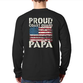 Us Coast Guard Uscg American Flag Coast Guard Papa Back Print Long Sleeve T-shirt | Mazezy