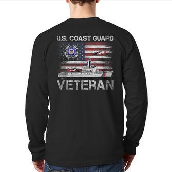 Us Coast Guard Veteran T Vintage Veteran Flag Veteran Back Print Long Sleeve T-shirt | Mazezy