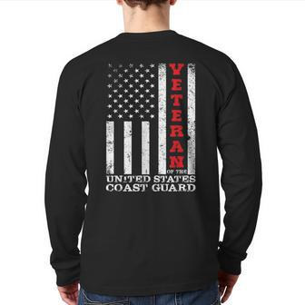 Us Coast Guard Veteran Uscg American Flag T Veteran Back Print Long Sleeve T-shirt | Mazezy