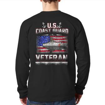 Us Coast Guard Veteran Vet Flag Back Print Long Sleeve T-shirt | Mazezy