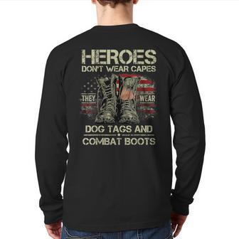 Us Flag Veterans Day I'm A Hero A Dad Grandpa And A Veteran Back Print Long Sleeve T-shirt | Mazezy