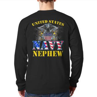 Us Military Navy Nephew With American Flag Veteran Back Print Long Sleeve T-shirt | Mazezy DE