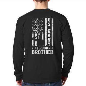 Us Military Proud Navy Brother Veteran Back Print Long Sleeve T-shirt | Mazezy