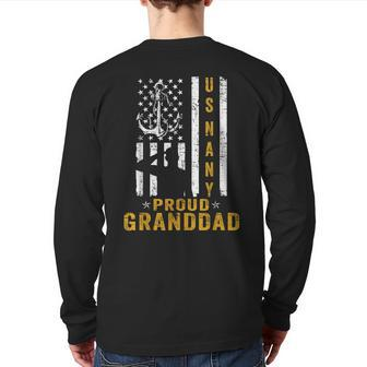 Us Military Proud Navy Granddad Veteran Back Print Long Sleeve T-shirt | Mazezy UK