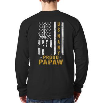 Us Military Proud Navy Papaw Veteran Back Print Long Sleeve T-shirt | Mazezy