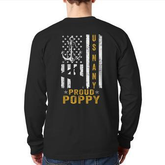 Us Military Proud Navy Poppy Veteran Back Print Long Sleeve T-shirt | Mazezy