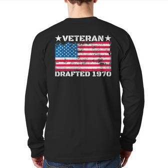 Us Military Veteran Drafted 1970 Vietnam War American Flag Back Print Long Sleeve T-shirt - Monsterry