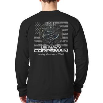 Us Navy Corpsman Navy Veteran Ideas Back Print Long Sleeve T-shirt | Mazezy