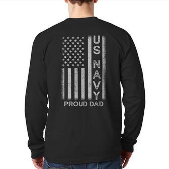 Us Navy Proud Dad For Military Dad Veteran Day Back Print Long Sleeve T-shirt | Mazezy CA