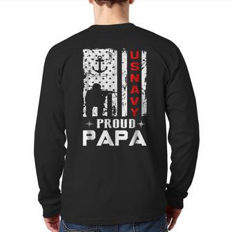 Us Navy Proud Papa Veteran Veterans Day Back Print Long Sleeve T-shirt | Mazezy AU