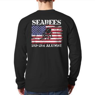 Us Navy Seabees Veteran Dd214 Military American Flag Back Print Long Sleeve T-shirt | Mazezy