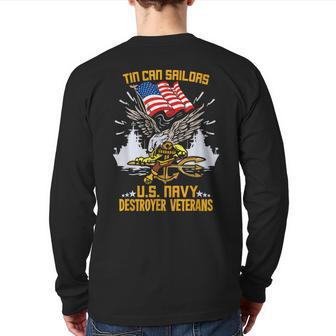 Us Navy Tin Can Sailor For A Navy Destroyer Veteran Back Print Long Sleeve T-shirt | Mazezy