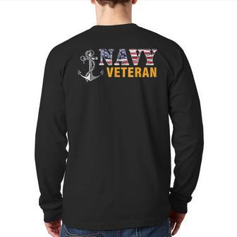 Us Navy Veteran American Flag Cool Back Print Long Sleeve T-shirt | Mazezy