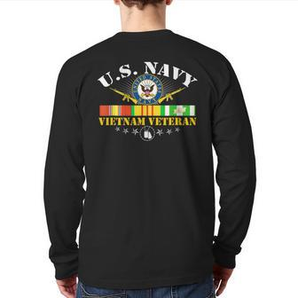 Us Navy Vietnam Veteran Usa Flag Vietnam Vet Flag Back Print Long Sleeve T-shirt | Mazezy