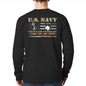 Us Navy Vietnam Veteran Usa Flag Vietnam War Vet Back Print Long Sleeve T-shirt | Mazezy AU