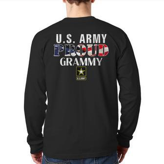Us Proud Army Grammy With American Flag Veteran Day Back Print Long Sleeve T-shirt | Mazezy